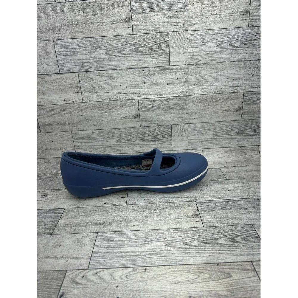 Crocs Shayna Mary Jane Flats Women  6 Navy Blue Geometric Footbed Slip On Shoes